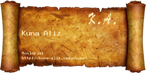 Kuna Aliz névjegykártya